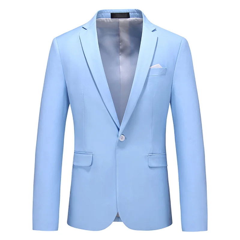 Stylish Polos Fashion Jakcket One Button Casual Blazer Light Blue