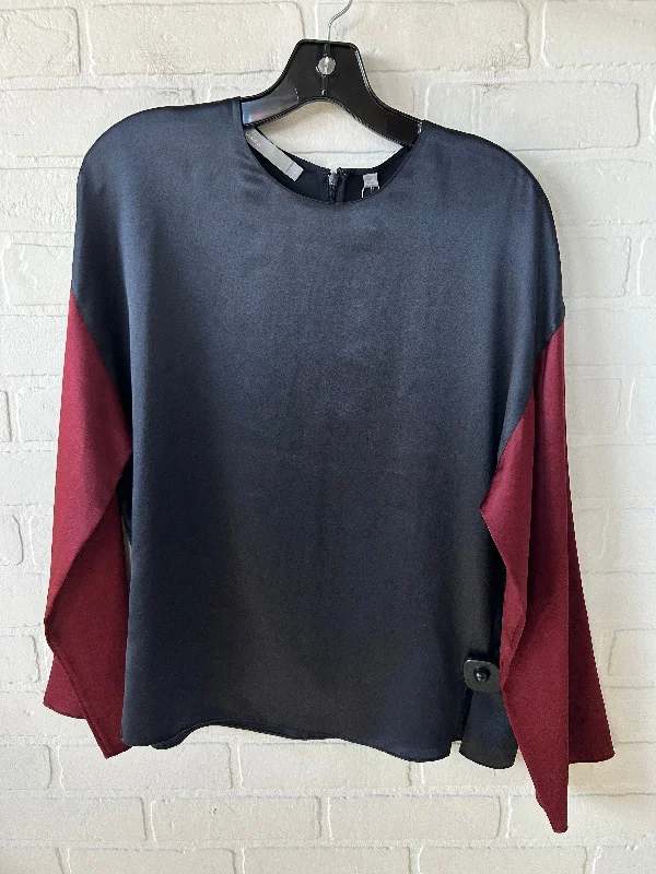 Retro Style Top Long Sleeve By Vince In Black & Red, Size: S