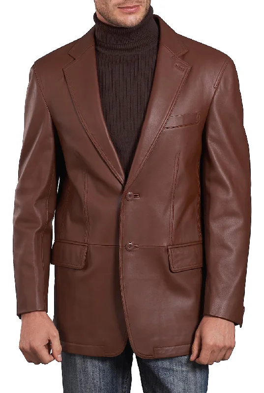 Smart Casual BGSD Men Grant Two-Button Leather Blazer