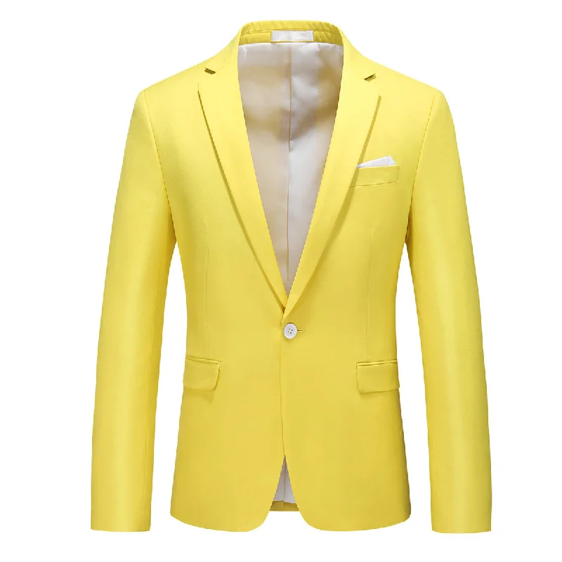 Trench Coats Fashion Jakcket One Button Casual Blazer Yellow