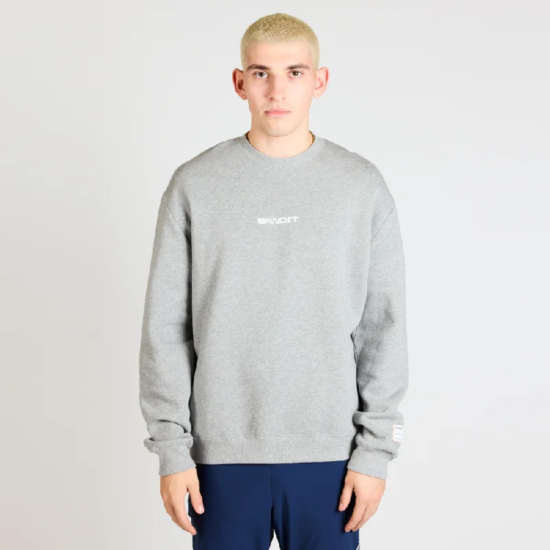 Stylish Comfort Cotton Fleece Evolve Running Crewneck - Heather Grey