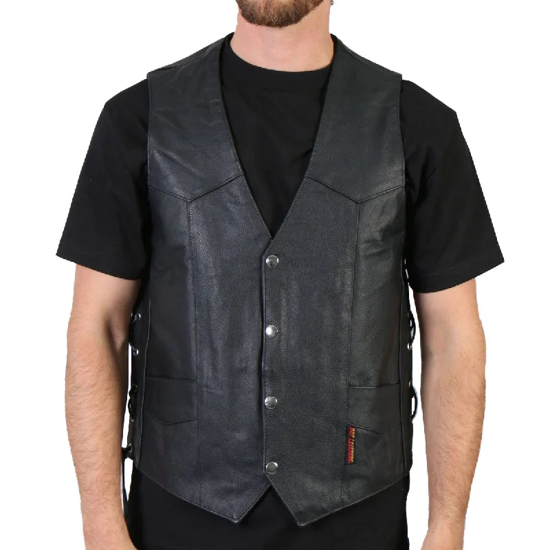 Layered Jackets Hot Leathers VSM1022 Men's Black 'Conceal and Carry' Leather Vest