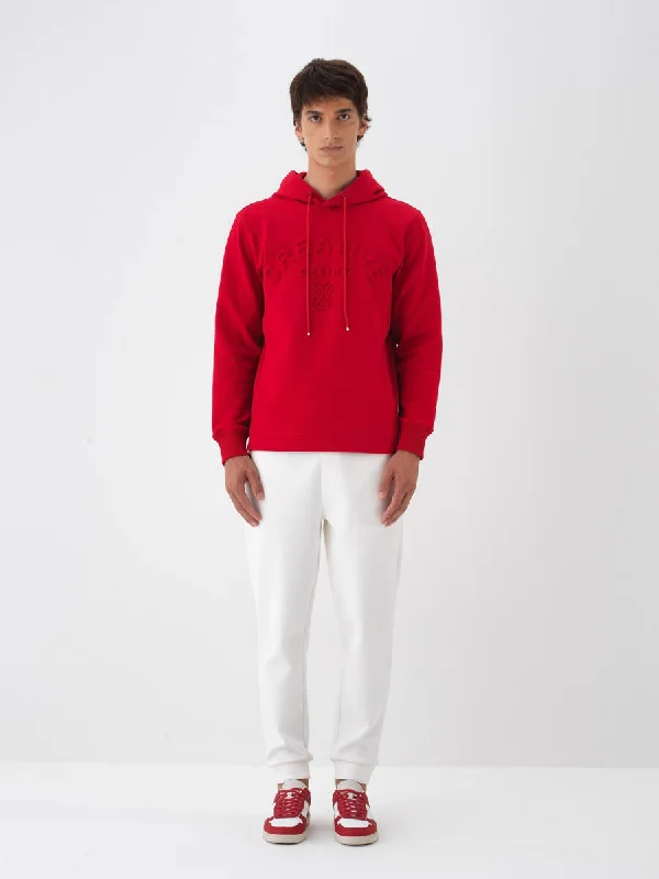 Designer Footwear Xint Red Hoodie With Creative Front Design