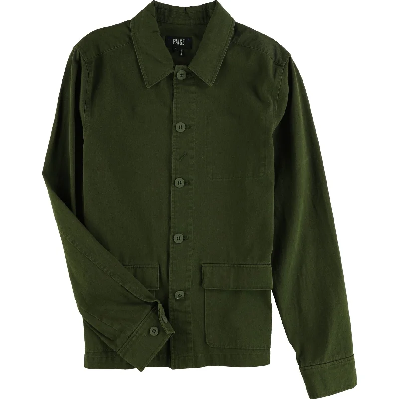 Leather Bags Paige Mens Dalton Shirt Jacket, Green, Small