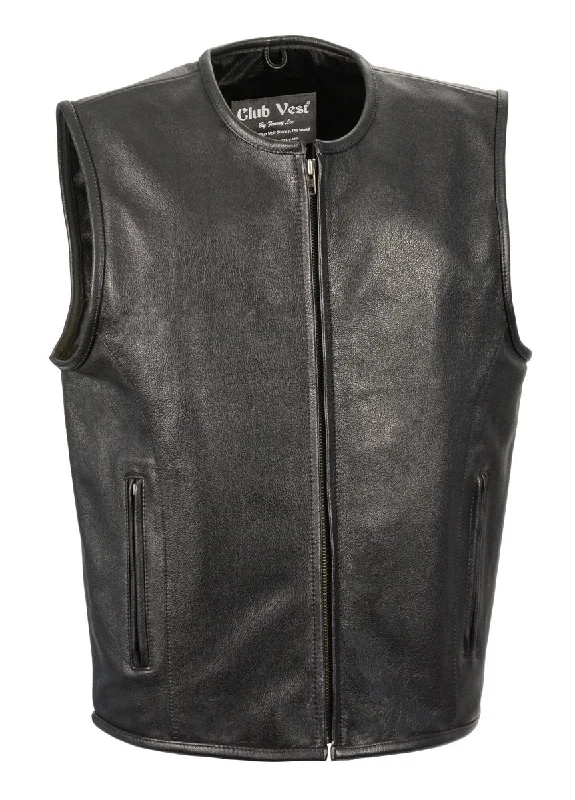 Sports Pants Club Vest CVM3740 Men’s Black Seamless Front and Back Design Leather Vest