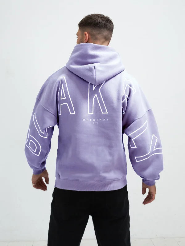 Sporty Look Outline Idris Oversized Hoodie - Violet