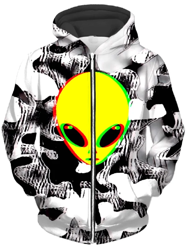 Sporty Suits Trippy Alien Unisex Zip-Up Hoodie