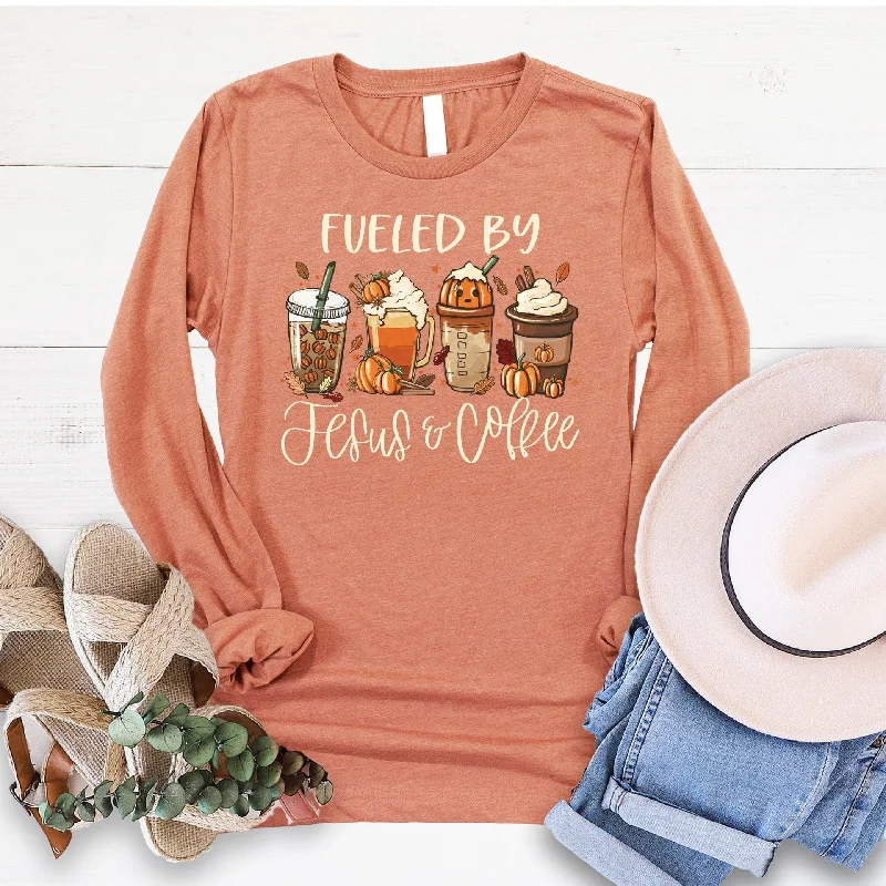 Winter Boots Fueled By Jesus and Coffee Long Sleeve