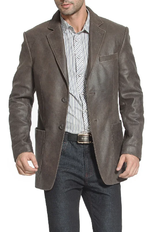 Soft Fabrics BGSD Men Eric Two-Button Distressed Cowhide Leather Blazer