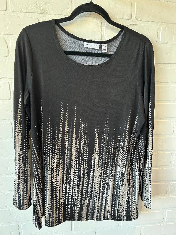 Casual Cardigans Top Long Sleeve By Susan Graver In Black & Cream, Size: M