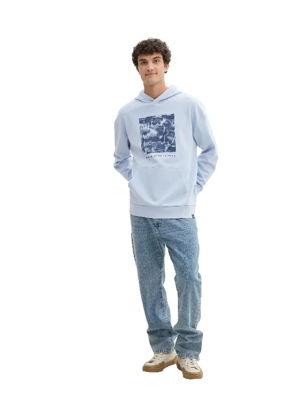 Hiking Boots Tom Tailor Relaxed Blue Hoodie With A Print