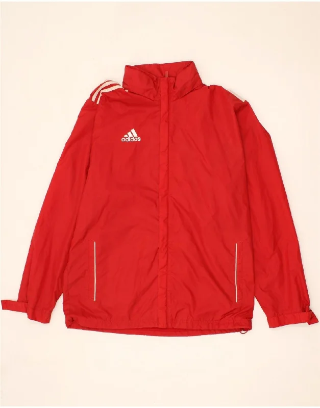 Long Trench Coats ADIDAS Mens Hooded Rain Jacket UK 40 Large Red Polyester