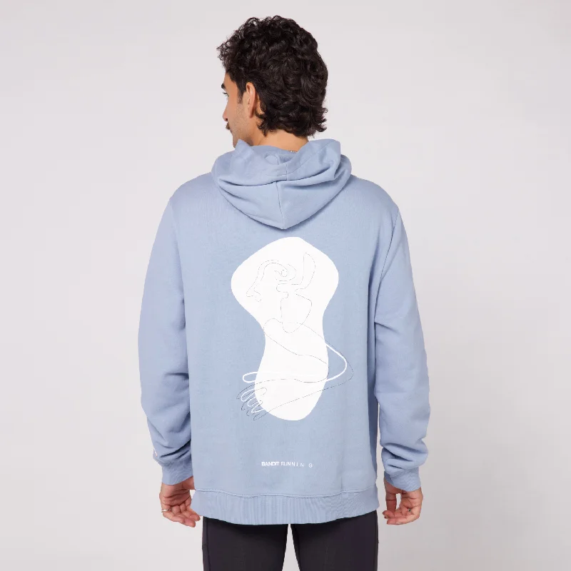 Urban Shirts The Cotton Fleece Abstract Thinker Hoodie - Unisex, Smokey Blue