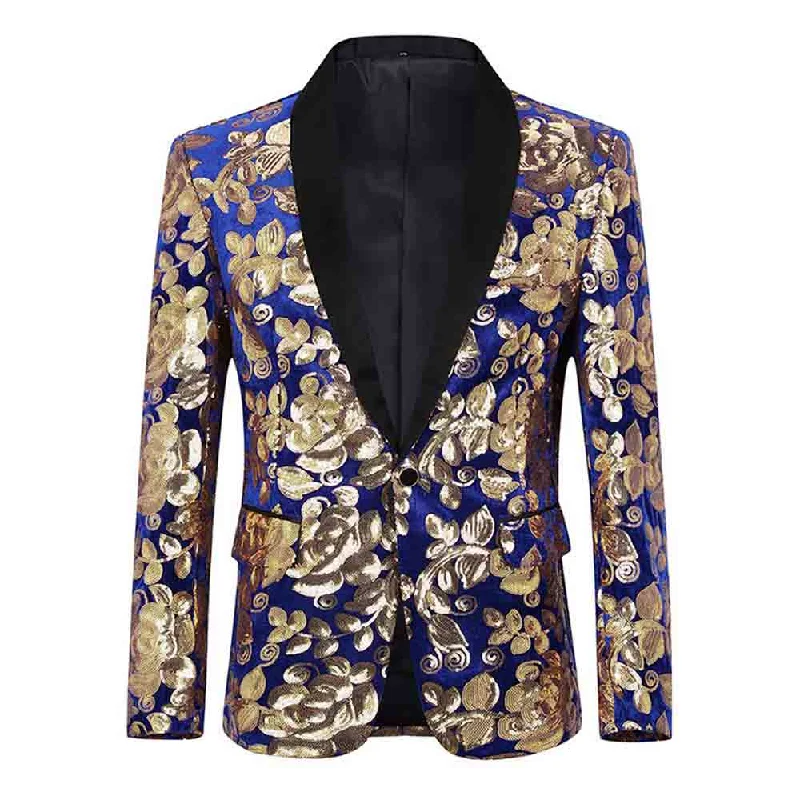 Slim Trousers Gold Sequin Blazer Slim Fit Blazer Dance Party Jacket