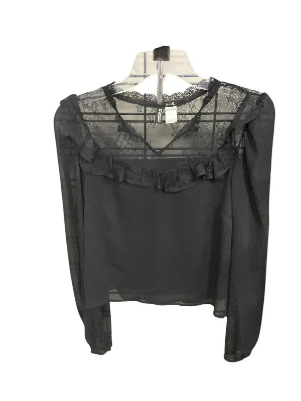 Lounge Wear Top Long Sleeve By Divided In Black, Size: M