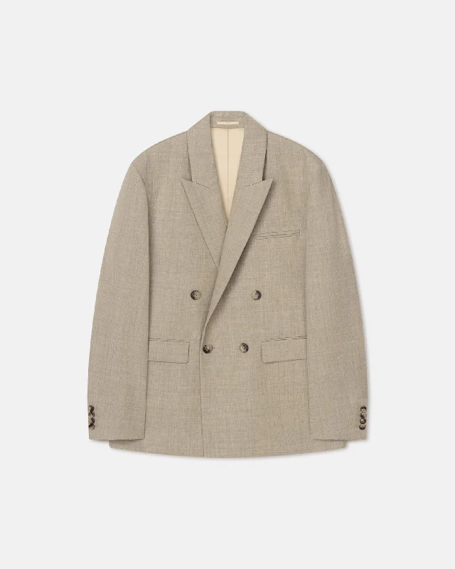 Comfortable Sneakers Olivier - Double Breasted Twill Suiting Blazer - Taupe