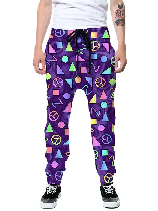 Lightweight Coats Retro Shapes Peace Symbols Purple Joggers