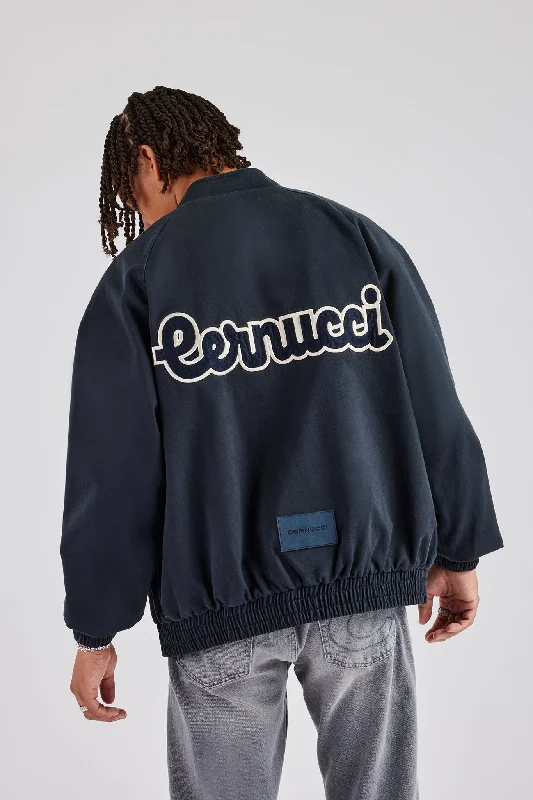 Luxury Comfort CN Twill Bomber Jacket - Navy