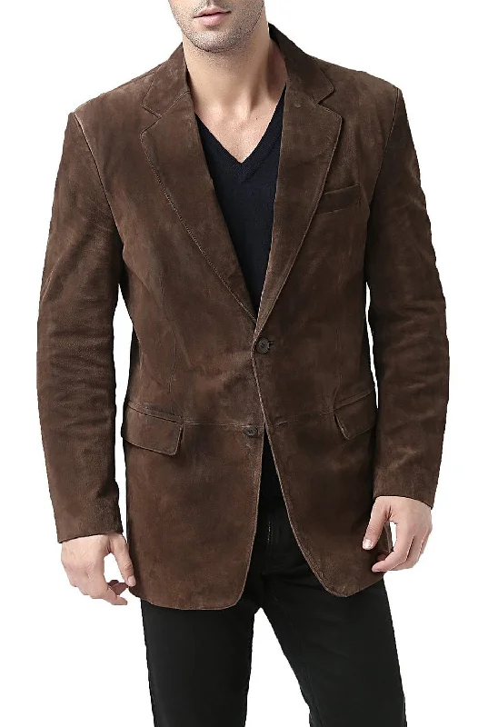 Varsity Jackets BGSD Men Cliff Classic Two-Button Suede Leather Blazer