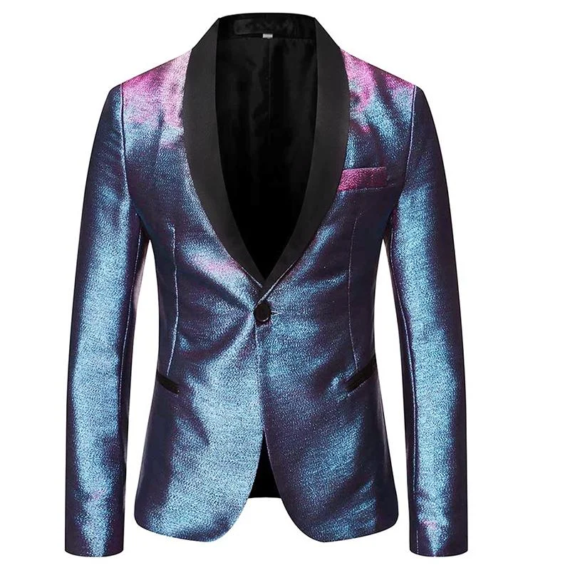 Funky T-shirts Magic Bluish Violet Tuxedo Jacket Luxury Prom Blazer