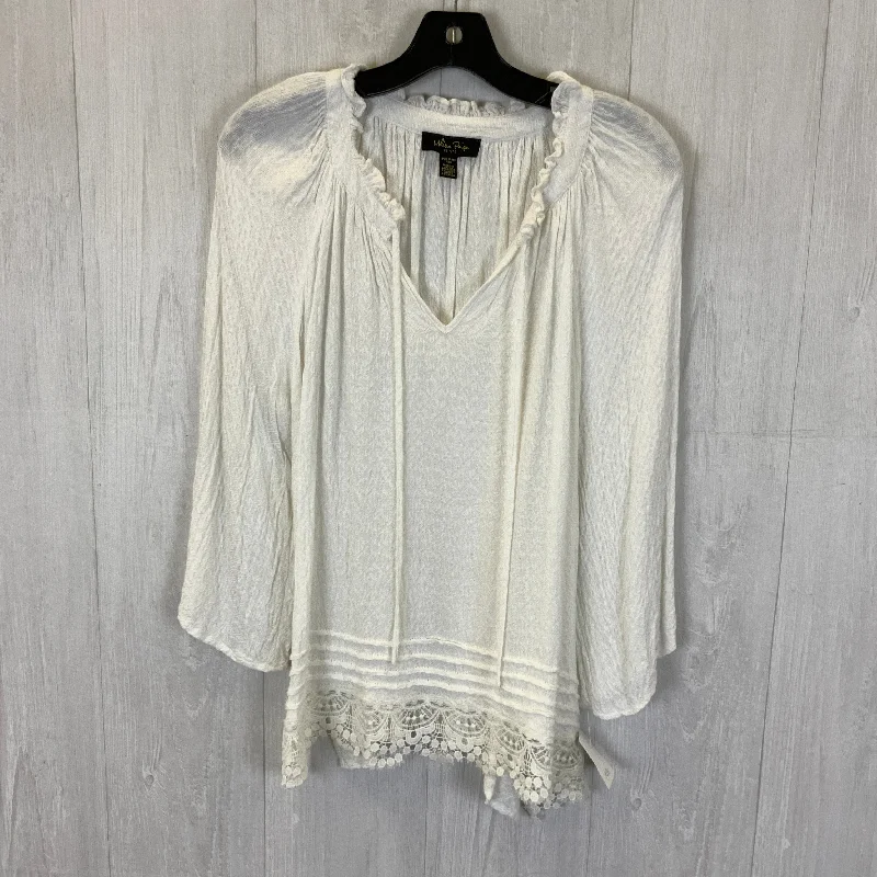 Modern Style Top 3/4 Sleeve By Melissa Paige In White, Size: Xl