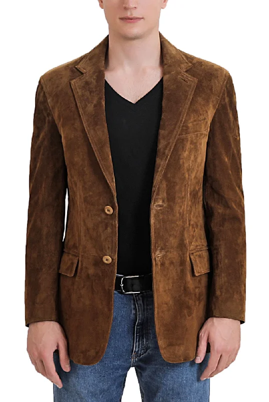 Graphic Caps BGSD Men Grant Two-Button Suede Leather Blazer