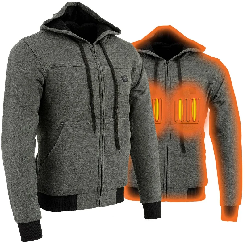 Utility Vests The Bikers Zone BZ2813 Men's Grey Ultimate Grey Heated Hoodie with 12V Battery (Included)