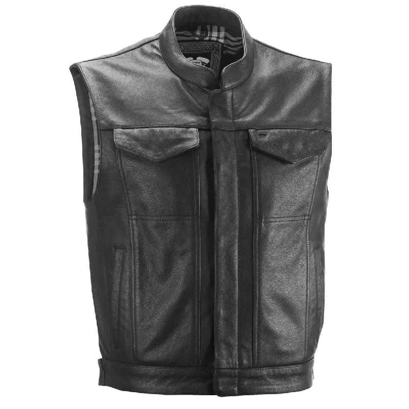 Luxury Comfort Highway 21 Magnum Men's Black Leather Vest