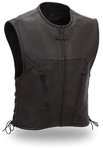 Leather Pants First Manufacturing XPM650NKD Men’s ‘Xpert’ Black Premium Leather Motorcycle Vest