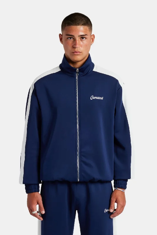 Warm Jackets Contrast Panel Track Jacket - Navy