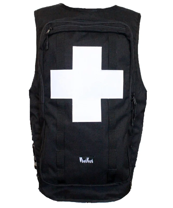 Warm Jackets Black Ski Patrol WhatVest - Velcro Crosses