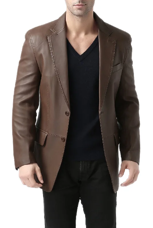 Casual Comfort BGSD Men Grant Two-Button Leather Blazer