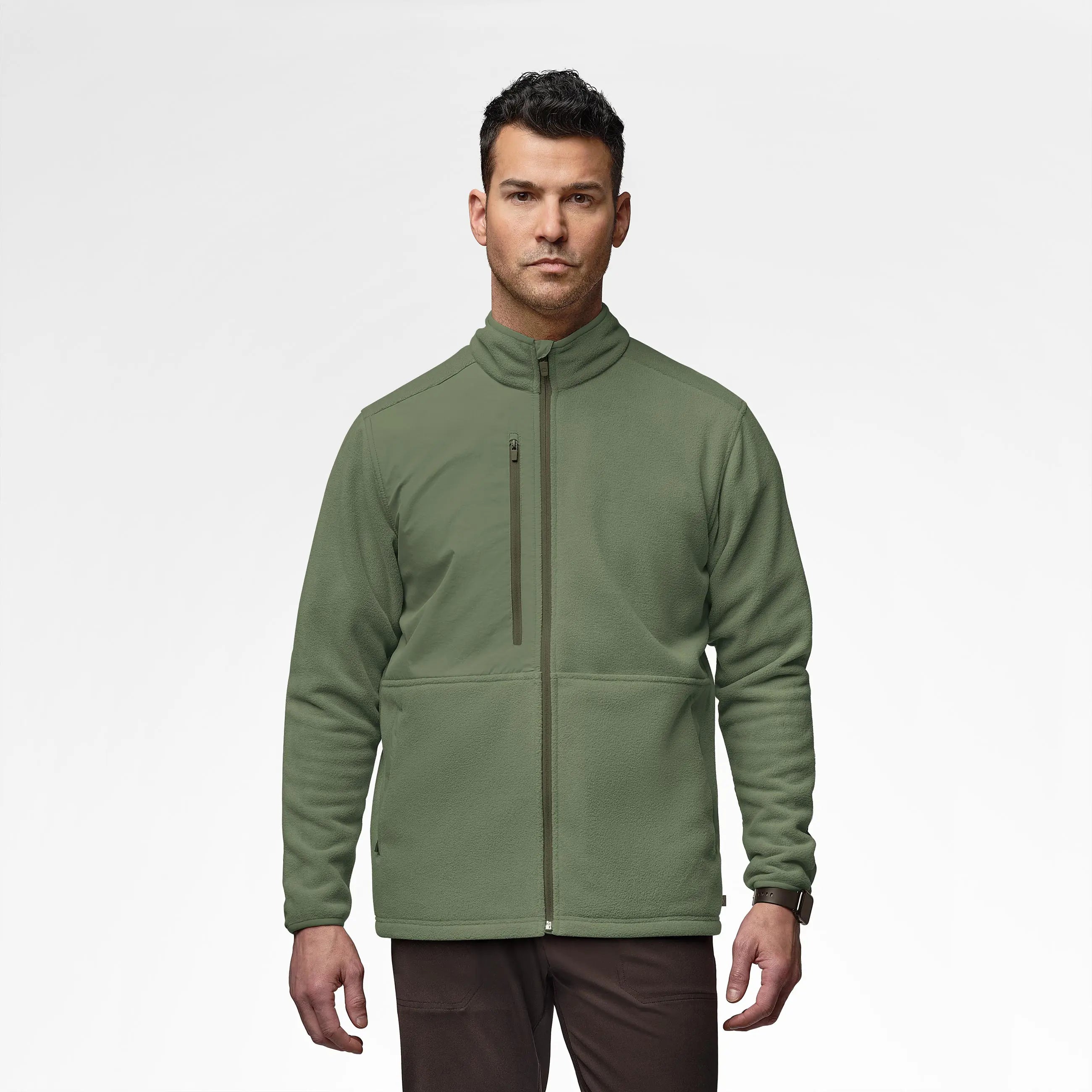 Stylish Blazers Wink Men's Micro Fleece Zip Jacket - Olive