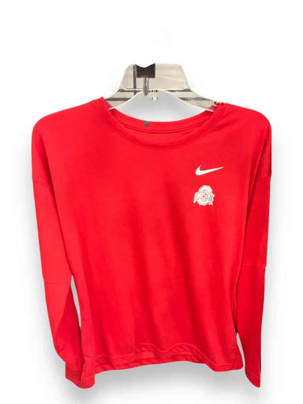 Comfortable Sneakers Top Long Sleeve By Nike Apparel In Red, Size: M