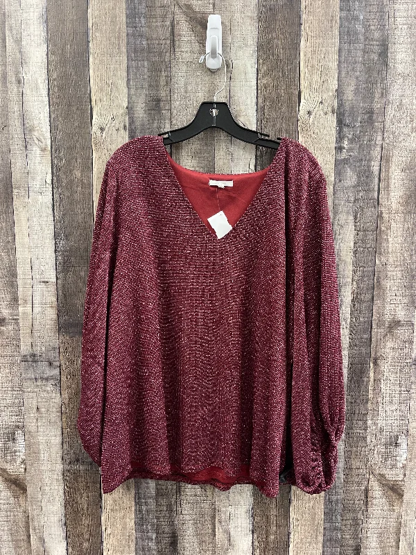 Casual Comfort Top Long Sleeve By Maurices In Red, Size: 2X