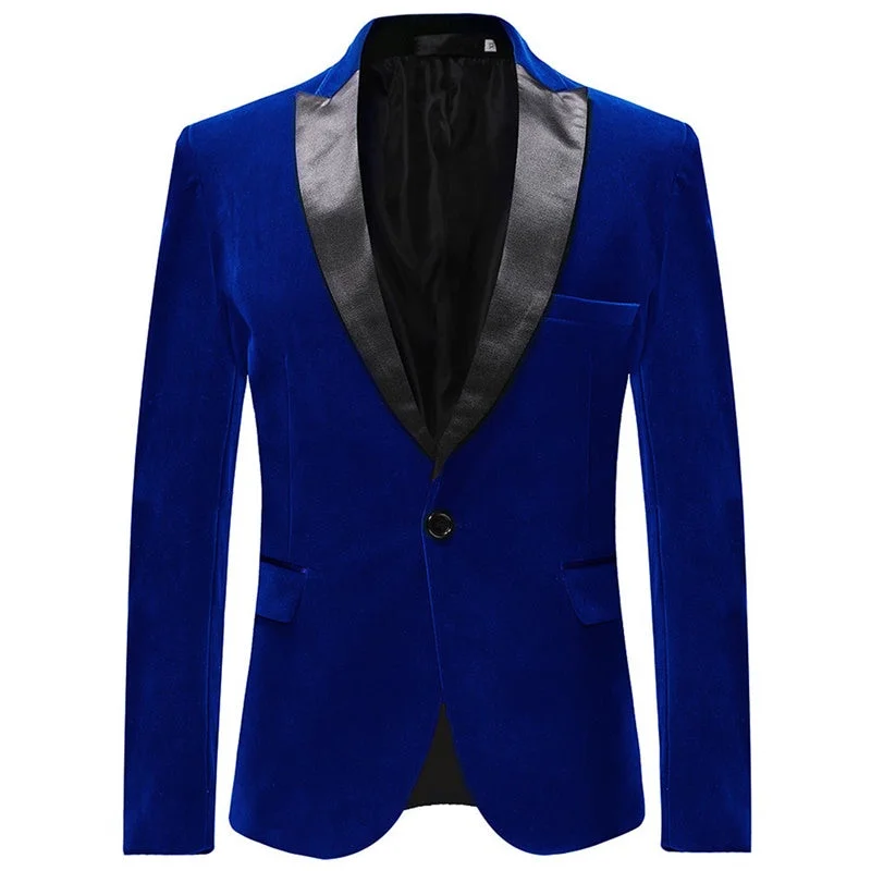 Hiking Boots Blue Velvet Fashion Blazer Pleuche Tuxedo Jacket