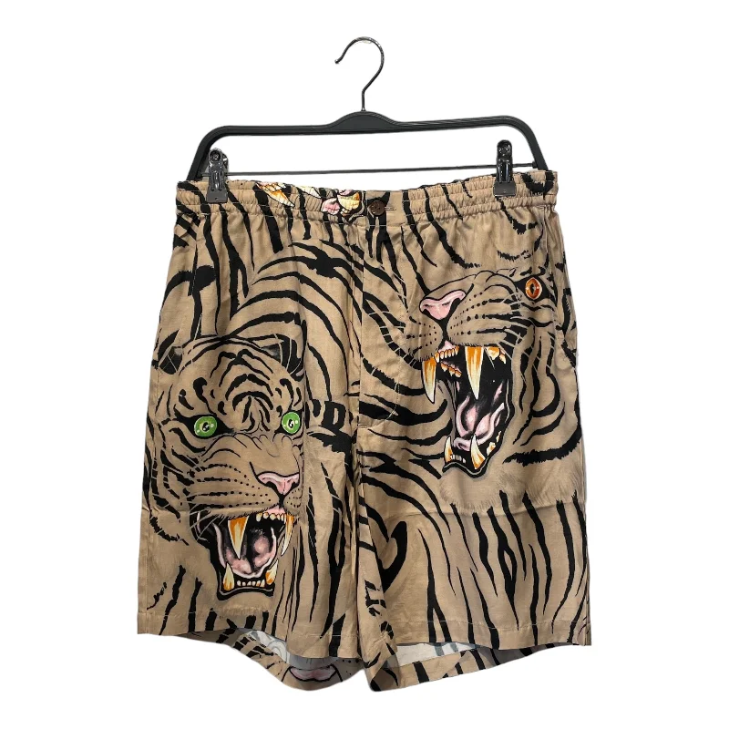 Street Shorts GUILTY PARTIES/Shorts/M/Rayon/BEG/All Over Print/TIGER FACES