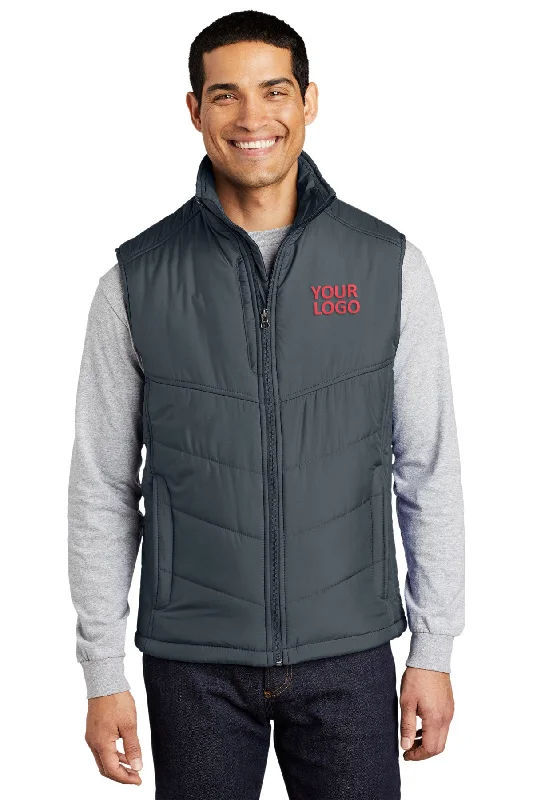 Boho Menswear Port Authority Puffy Customized Vests, Dark Slate/Black