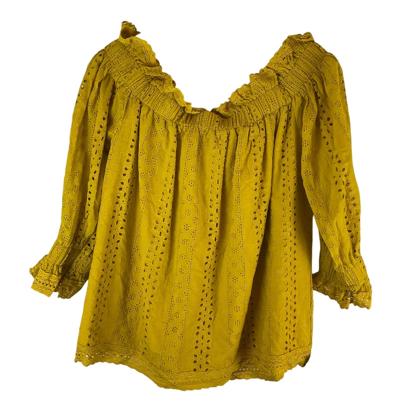 Street Hoodies Top 3/4 Sleeve By Endless Rose In Yellow, Size: M