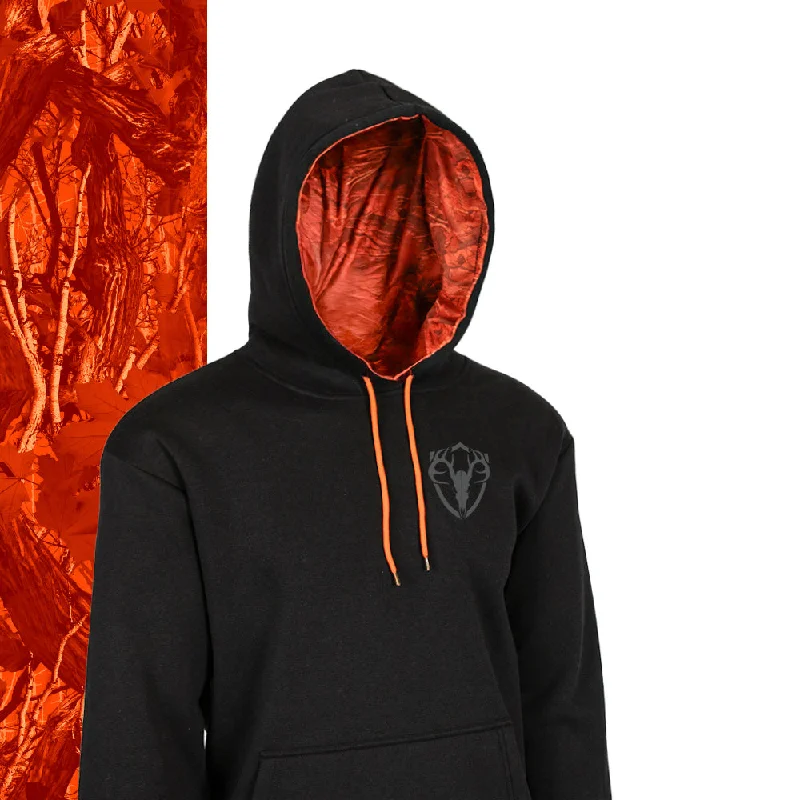 Techwear Fashion Classic Lined Hoodie | SA Forest Camo-High Vis Orange | Black