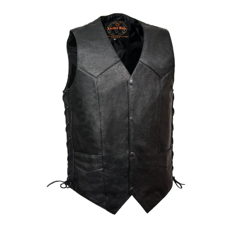 Smart Casual Milwaukee Leather SH1397 Men's Classic Black Leather Side Lace Vest