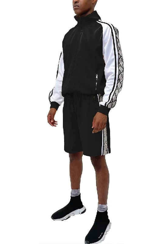 Layered Jackets Mens Snake Side Black Short Set Jacket Shorts