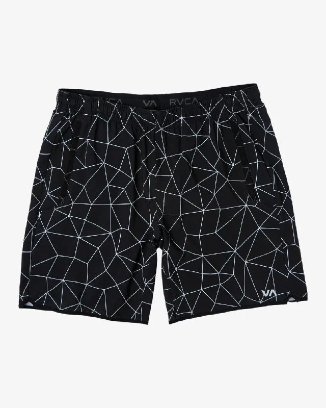 Designer Ties Yogger Stretch 17" Athletic Shorts - Black Grid