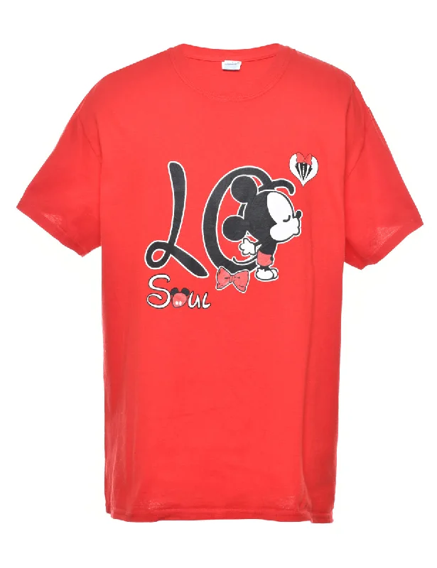 Trendy Outerwear Mickey Mouse Cartoon T-shirt - L