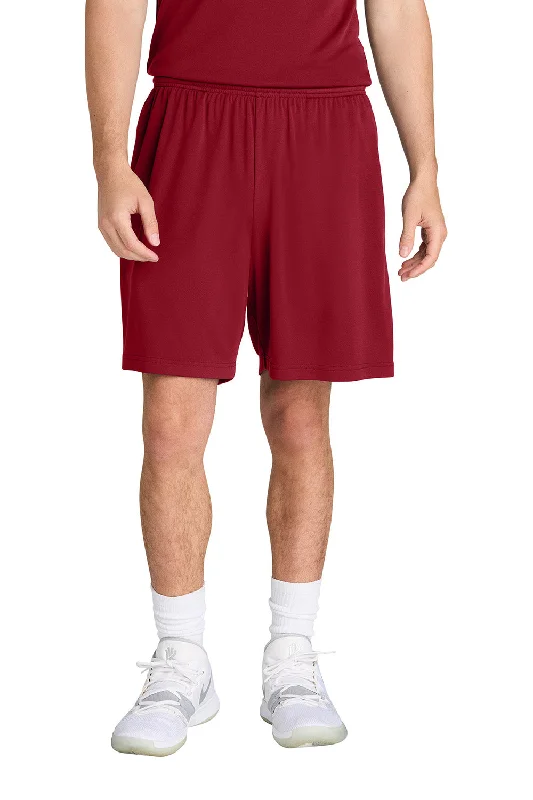 Techwear Fashion Sport-Tek Mens Moisture Wicking Competitor Athletic Shorts w/ Pockets - Deep Red - New