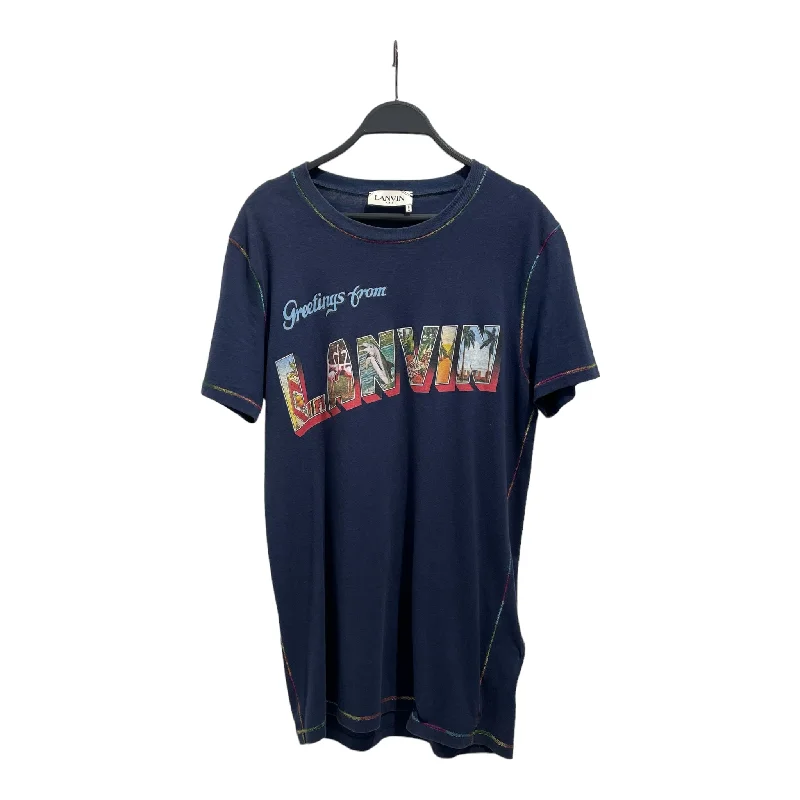 Wool Pants LANVIN/T-Shirt/L/Cotton/NVY/Graphic/GREETINGS FROM LANVIN