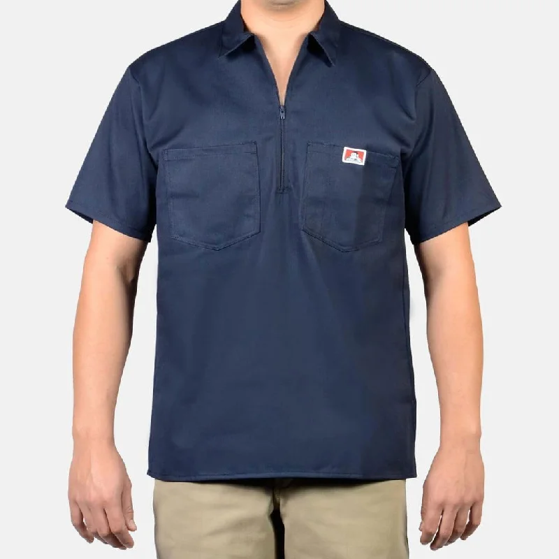 Graphic Caps 1/2 Zipper Short Sleeve -  Navy