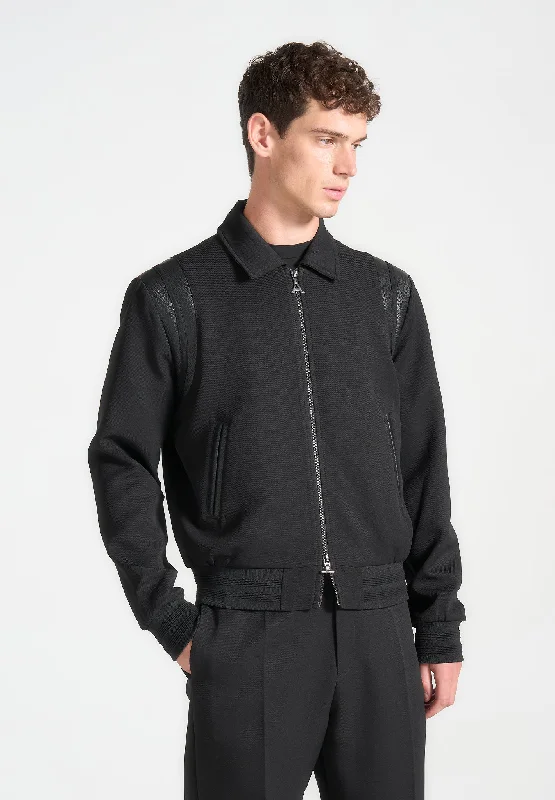 Stylish Comfort Tailored Varsity Jacket - Black