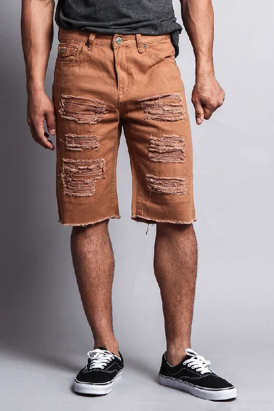 Dapper Suits Distressed Colored Denim Shorts