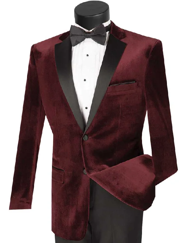 Trendy Joggers Hartley Collection: Velvet Slim Fit Wine Tuxedo for Men